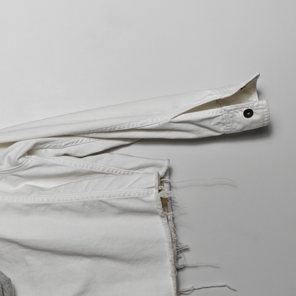 RAG & BONE / JEAN Button Up White Jean Jacket With Gray Hood Size Xsmall - Picture 12 of 16
